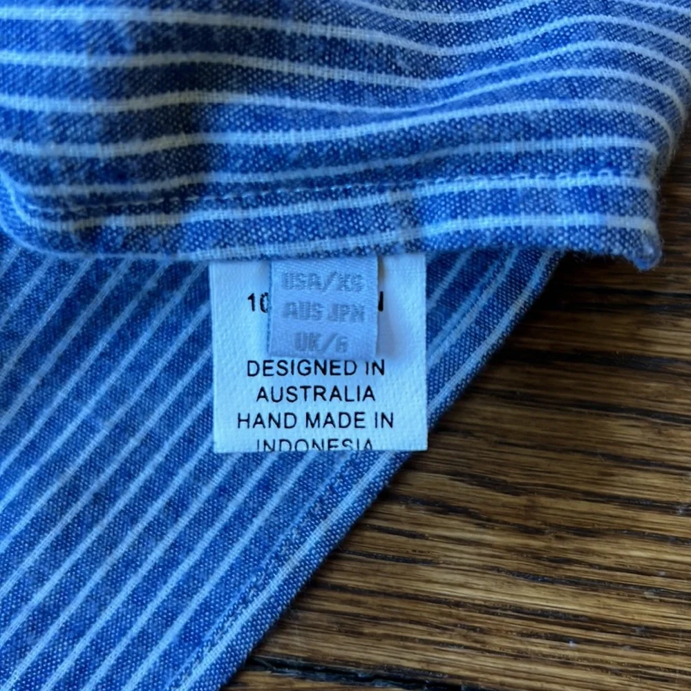 Shakuhachi Stripe Chambray Kaftan Top - Picture 14 of 14